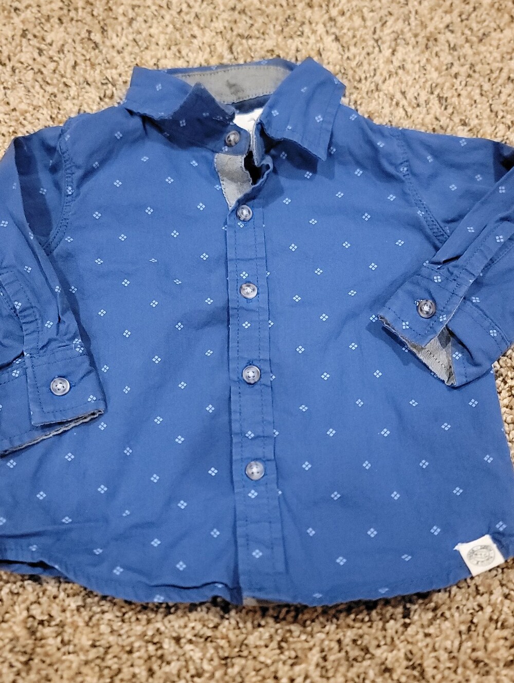 Paper Denim & Cloth Button Front Shirt Toddler Infant Boys 12M Blue Long Sleeve
